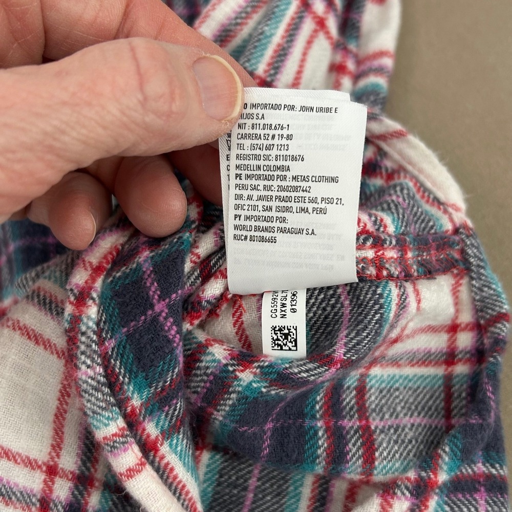 American Eagle Flannel Shirt Womens Small Red White Mixed Plaid Relaxed Grunge - Picture 8 of 10